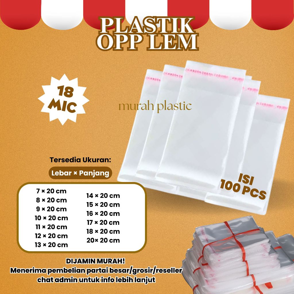 (Isi 100 pcs Bisa Mix Ukuran) Plastik OPP Lem Undangan/ Plastik Seal/ Plastik Blangko/MURAH 7x20/ 8x
