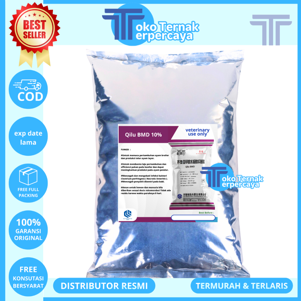 QILU BMD 10% - AGP Ayam Pemacu Pertumbuhan & Penggemukan Ayam Broiler Pedaging & Ayam Petelur Layer