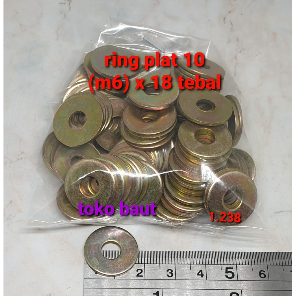 (paket 100 pcs) ring plat 10 (m6) tebal lebar