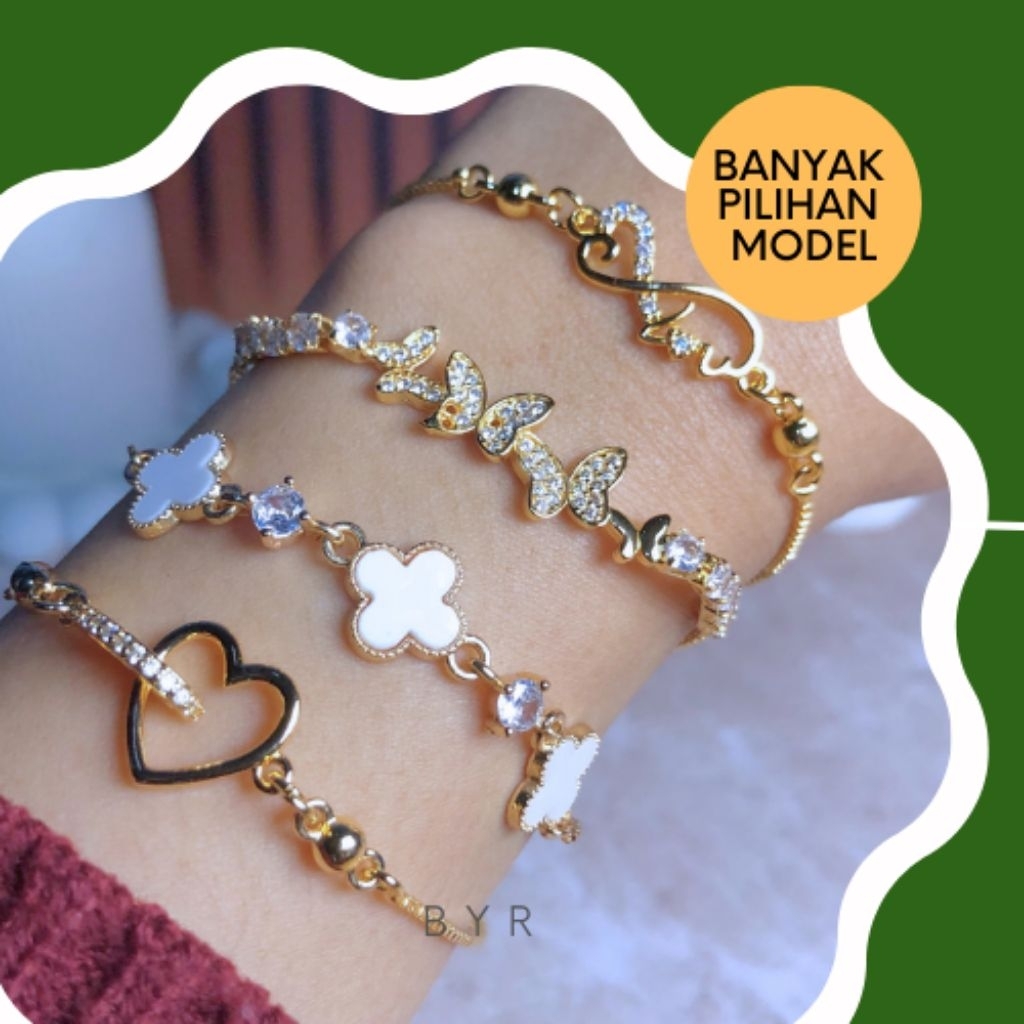 Gelang Titanium Serut / Aksesoris Gelang Wanita Titanium Cuping Model Terbaru