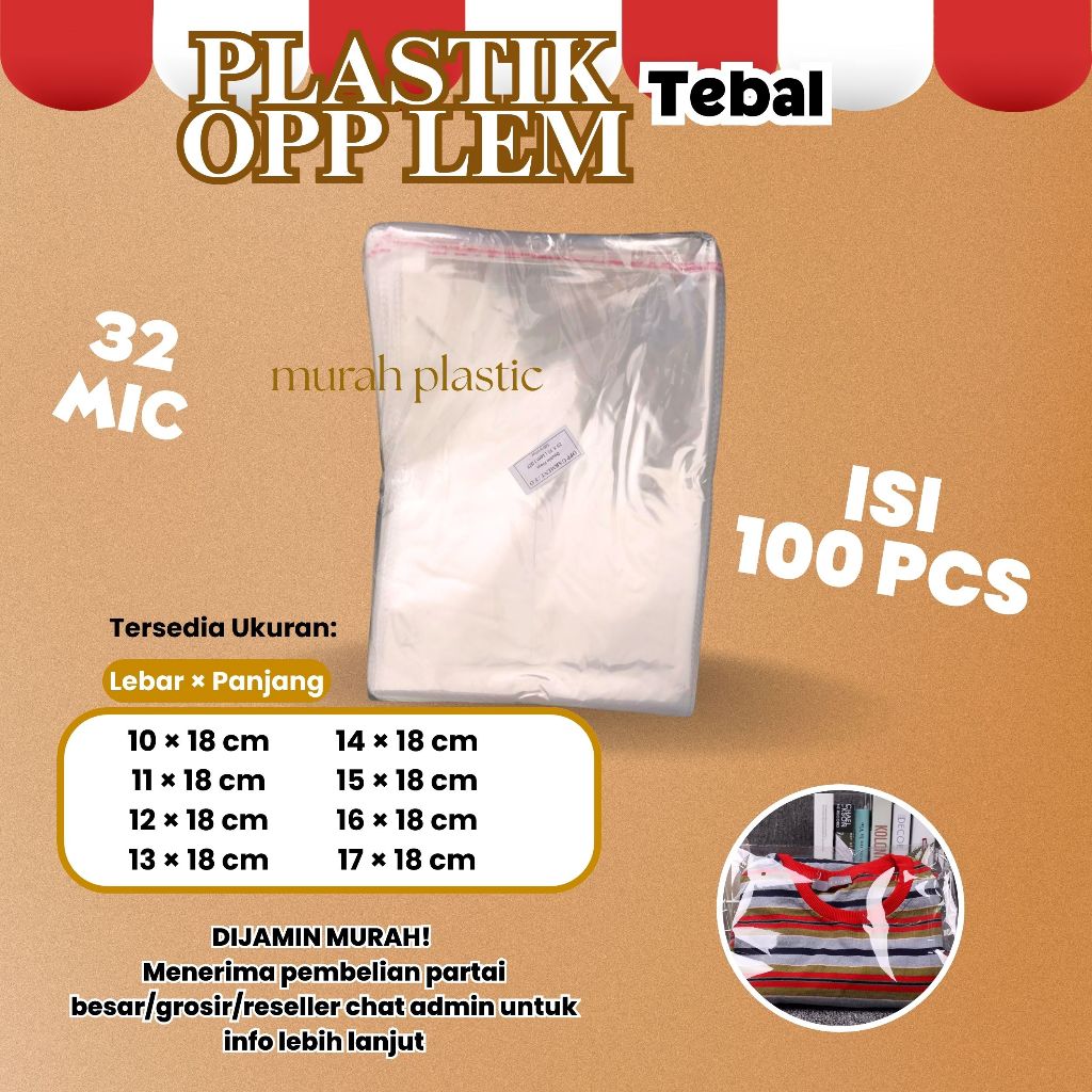 (TEBAL) Plastik OPP/Plastik Bening/Plastik Kemasan Makanan/Roti/Undangan/Souvenir/Bakery/10x18/11x18