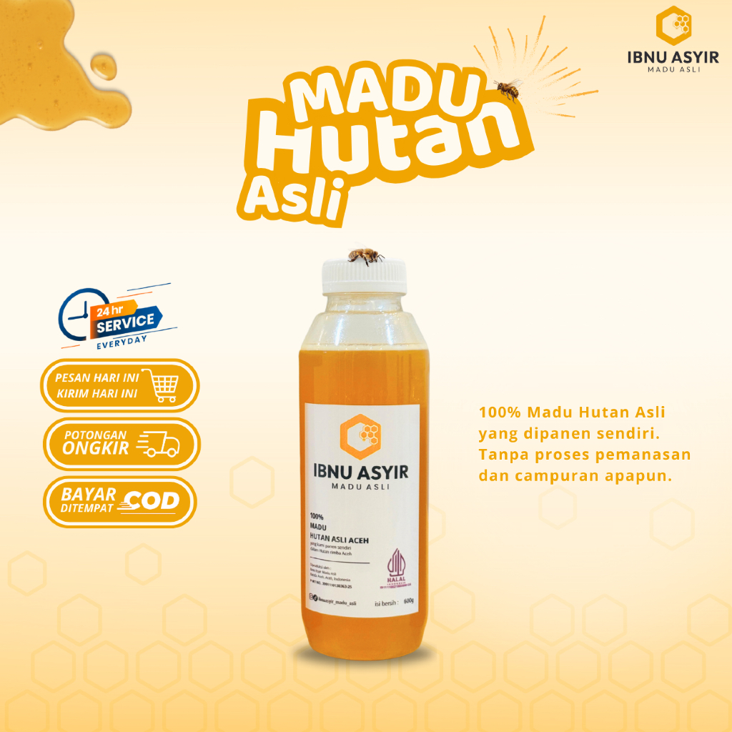 Madu Hutan Asli Ibnu Asyir 500ml (600g) Meningkatkan Imunitas Tubuh Mejaga Kesehatan Lambung Maag Pr