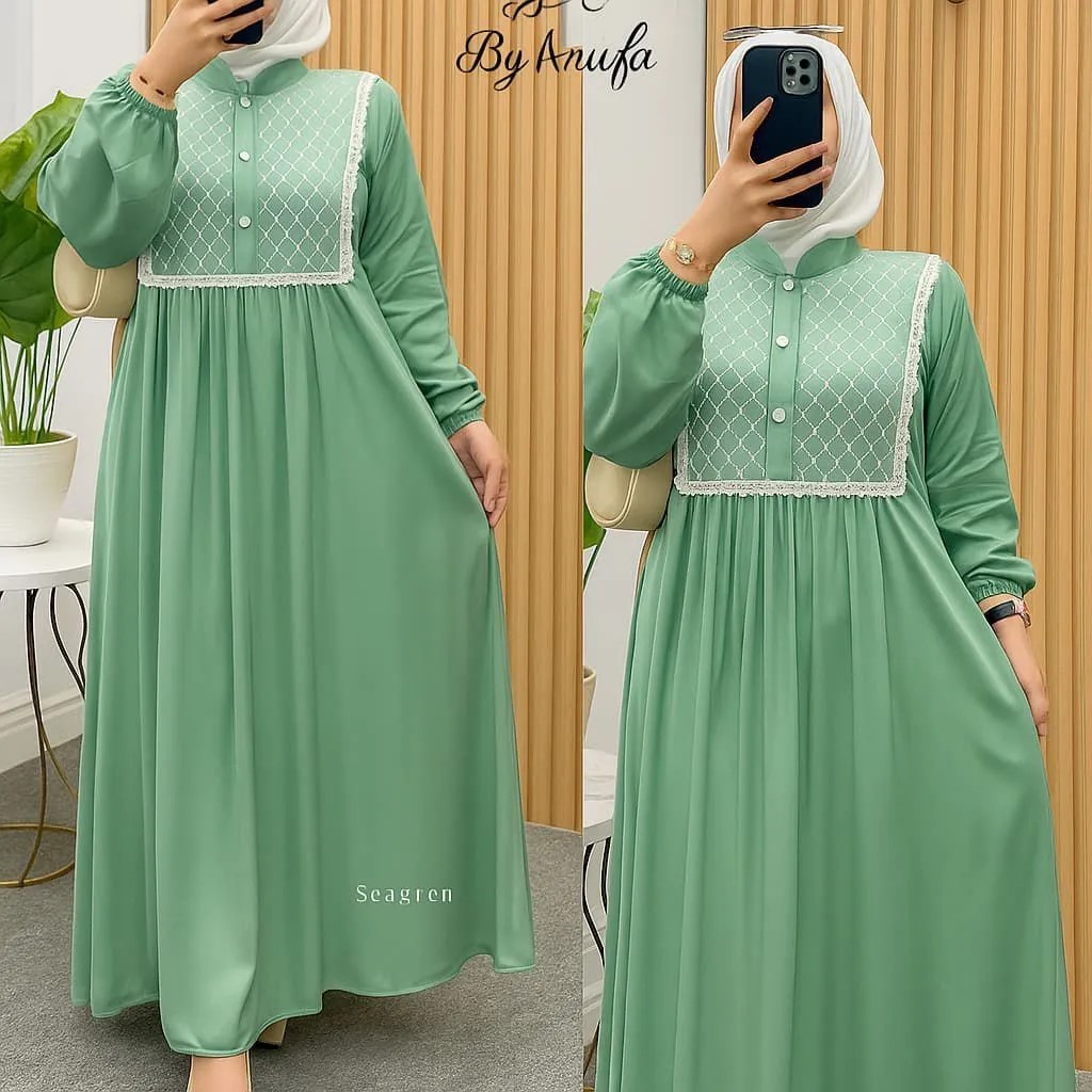 Gamis Yurai Renda Brukat Mewah / Gamis Wanita Brukat Terbaru / Gamis Wanita Renda Kekinian