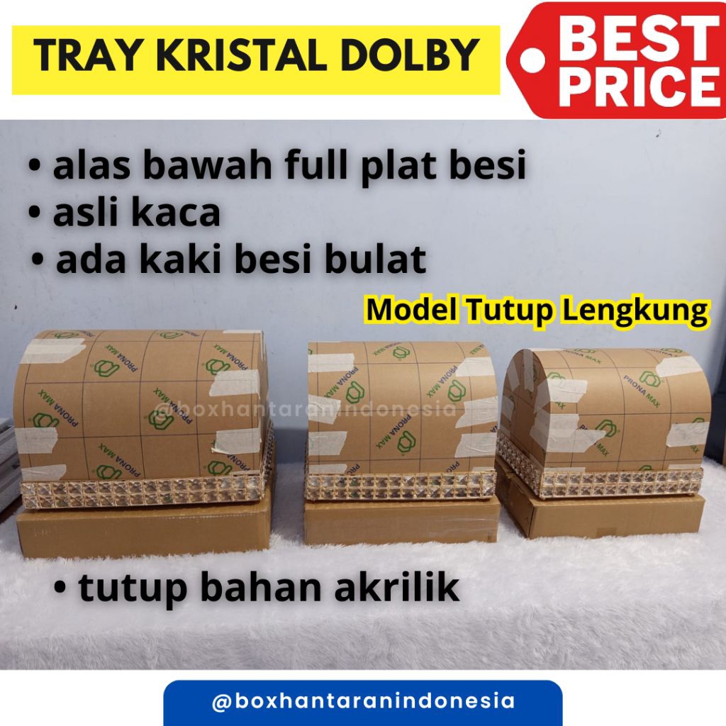 TRAY KRISTAL DOLBY PLUS TUTUP AKRILIK | SUDAH PACKING KAYU