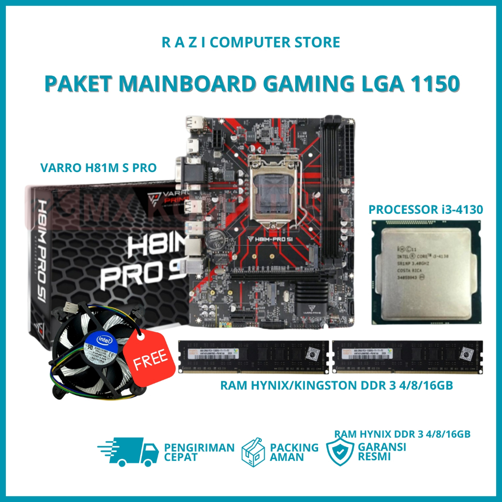 Paket Motherboard Varro H81 Pro S1 Lga 1150 - Mainboard H81 Varro Chipset B85 Support Intel Core i3/