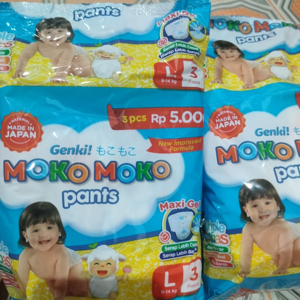 Popok Bayi Genki Moko Moko Pants - 1 Pack isi 3 pcs