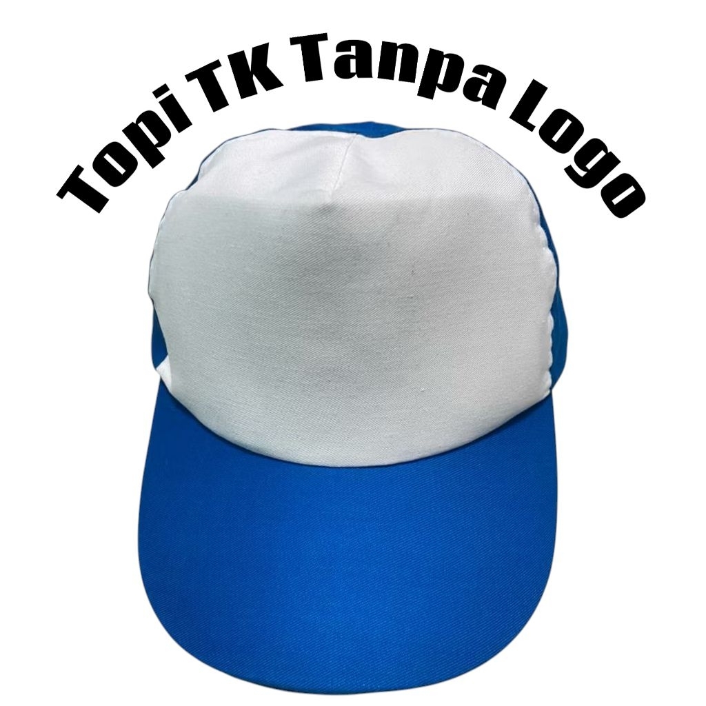 Topi TK polos putih biru