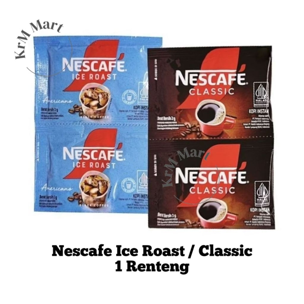 Nescafe Classic Ice Roast Americano 1 renteng renceng isi 10 sachet kopi murni instan minuman bubuk 