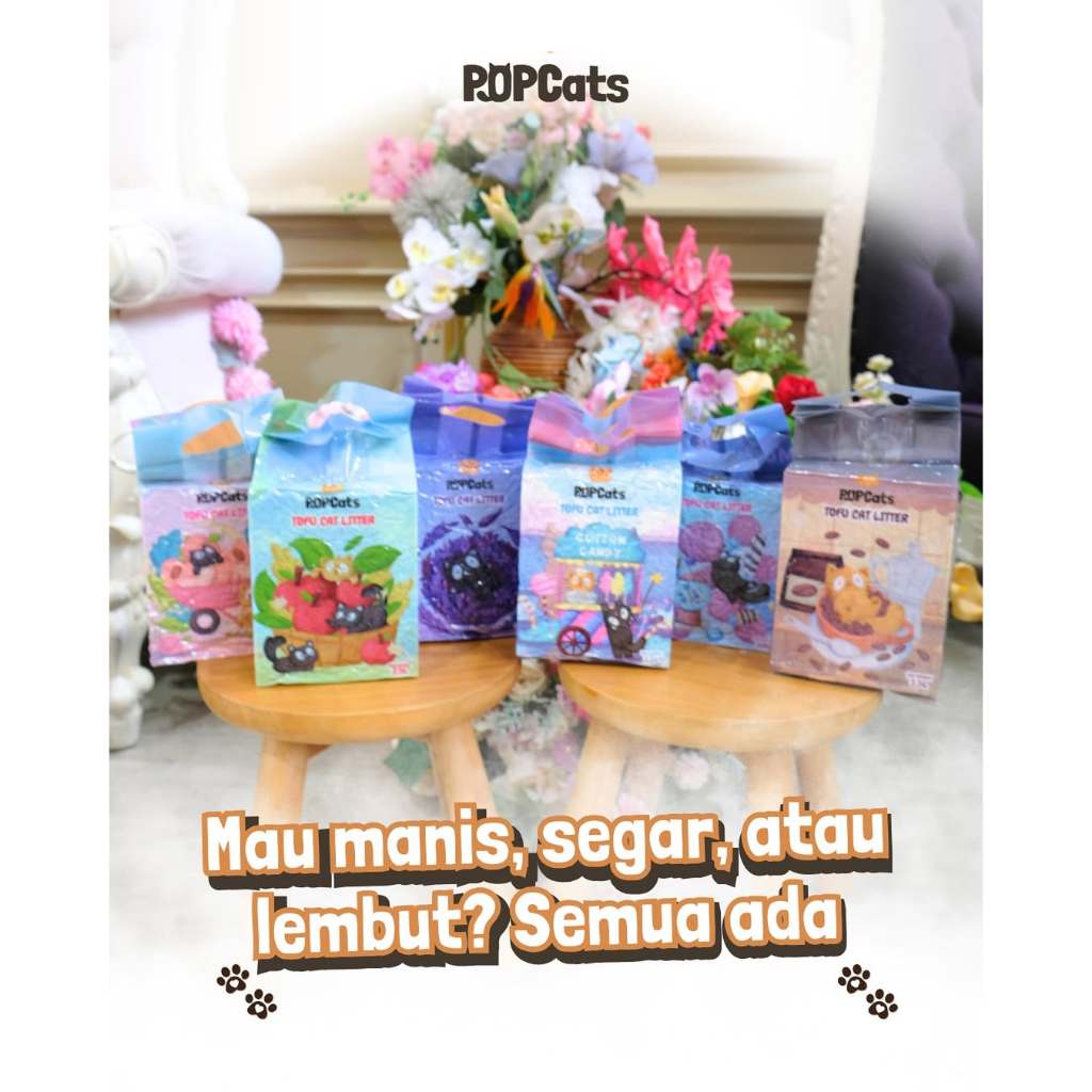 Pasir Tofu POPCATS Cat Litter 3.5L | Pasir Kucing Tofu Soya Tofu POP Cats Tofu Pop Cat