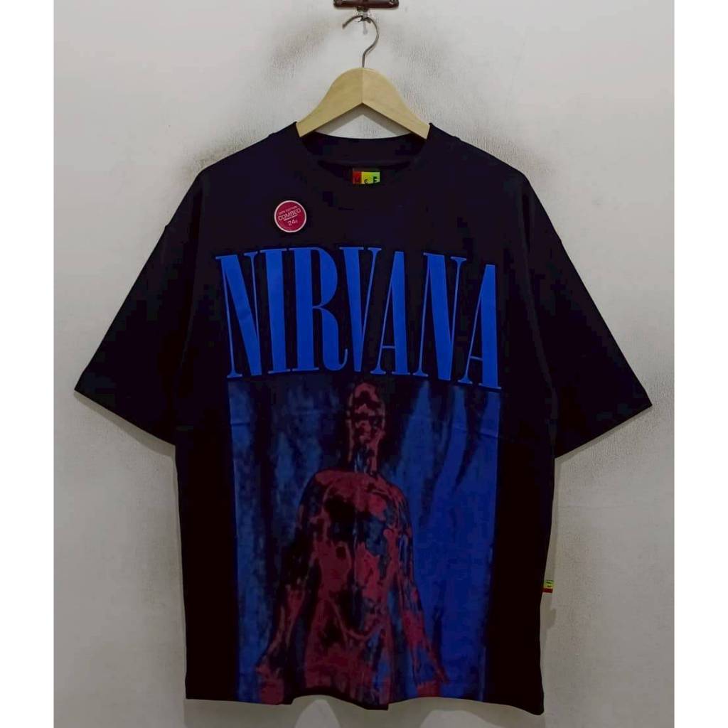 OVERSIZE T-SHIRT KAOS MUSIC NIRVANA SLIVER BLACK