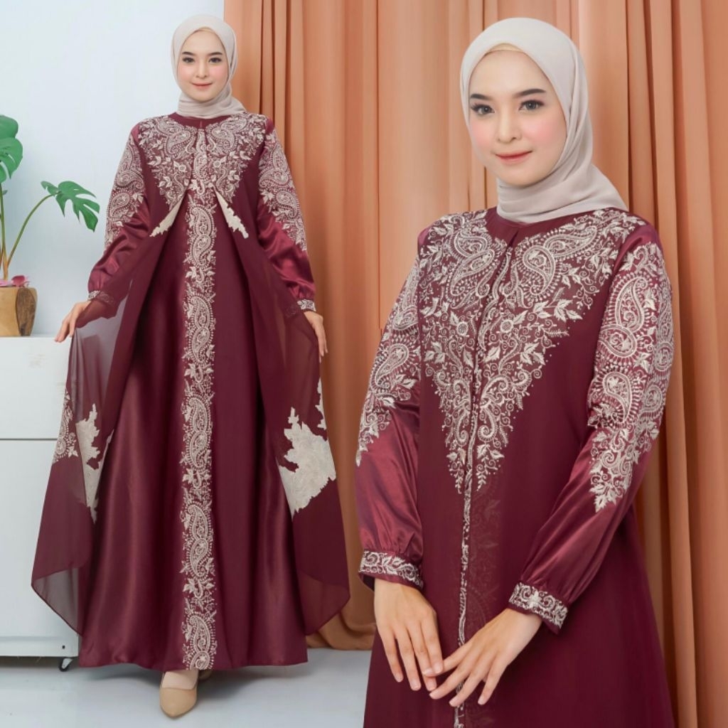 Gamis Mewah Satin Kristal - Gamis Pesta Satin Kristal - Gamis