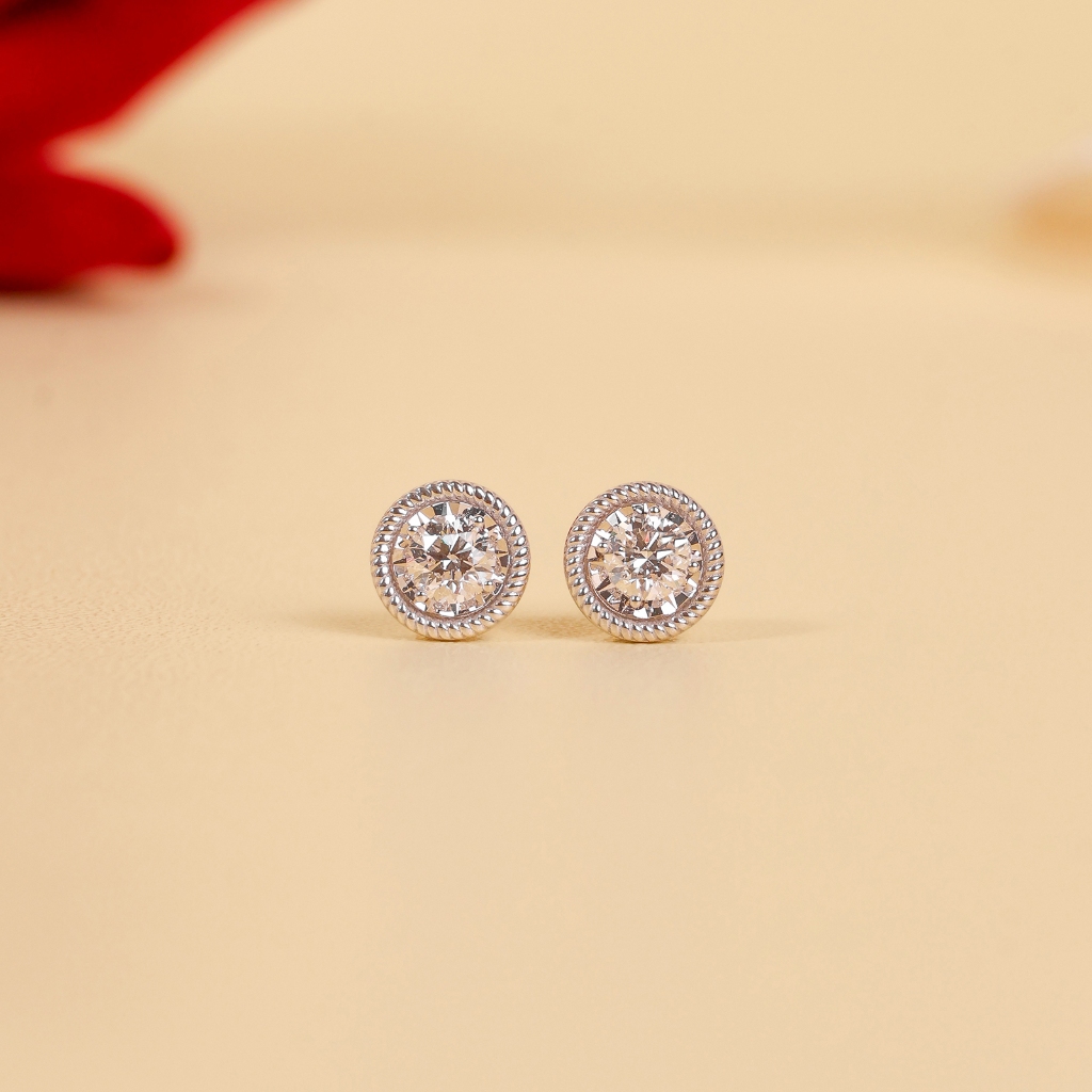 Anting Giwang Berlian Eropa Model Solitaire Milgrain Setting - JB Berlian