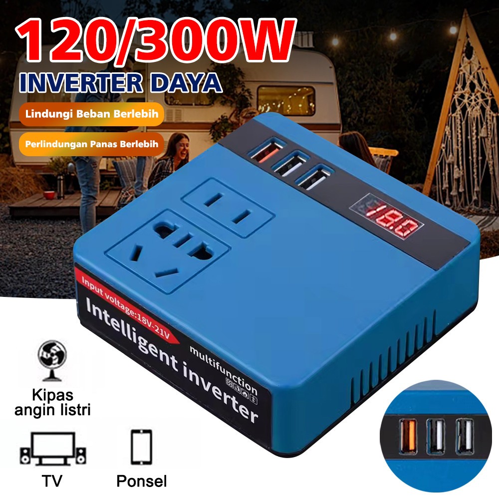 Ready & COD Inverter 21v ke 220V 100W - 3 USB Baterai Makita soket konverter daya multifungsi Pengis