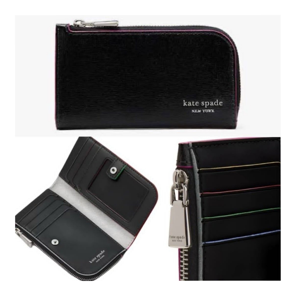 Dompet KS KI623 Devin Small Slim Bifold Wallet Glitter Edge Black 14x8cm