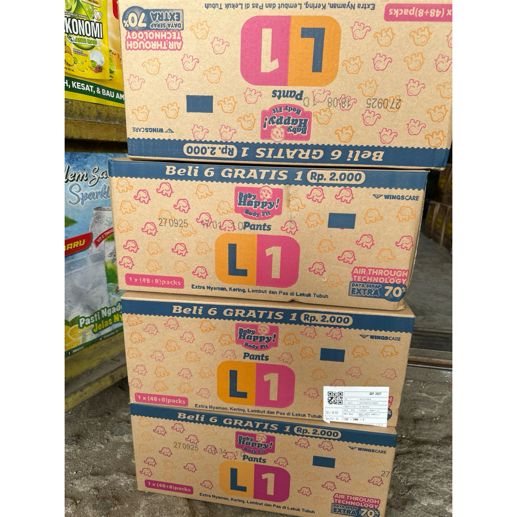 baby happy pants ukuran L isi 48+8pcs