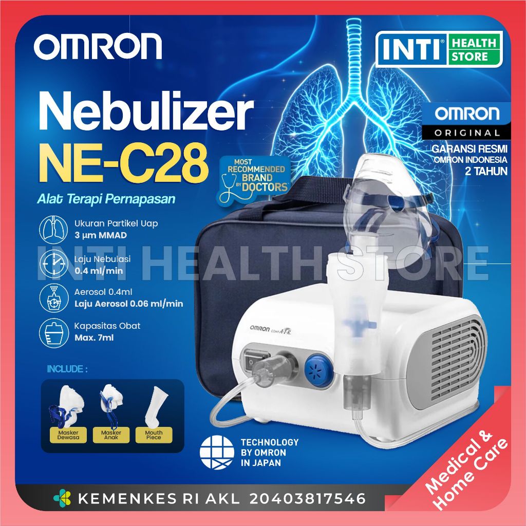 Omron | Nebulizer Compressor NE C28 C101 C106 C801 | Alat Terapi Pernafasan Batuk Bayi Anak Dewasa