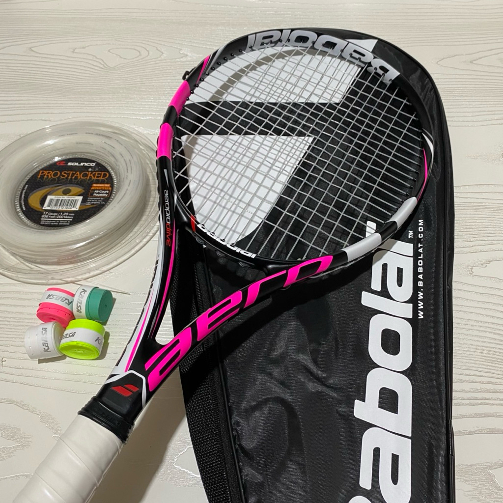 RAKET TENIS BABOLAT AERO PRO DRIVE WHITE FULLSET PREMIUM SIAP PAKAI
