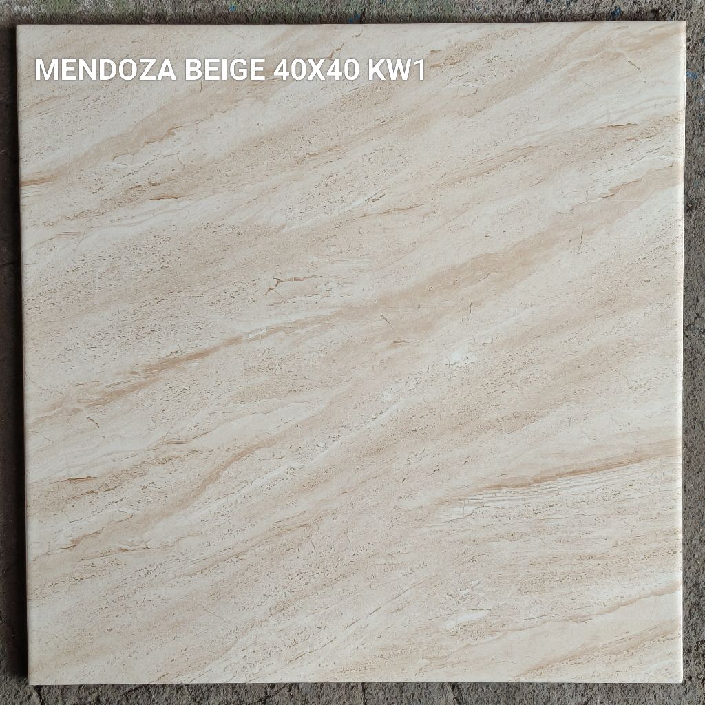 Keramik Lantai 40x40 Mulia Mendoza Beige Halus Motif Garis KW1