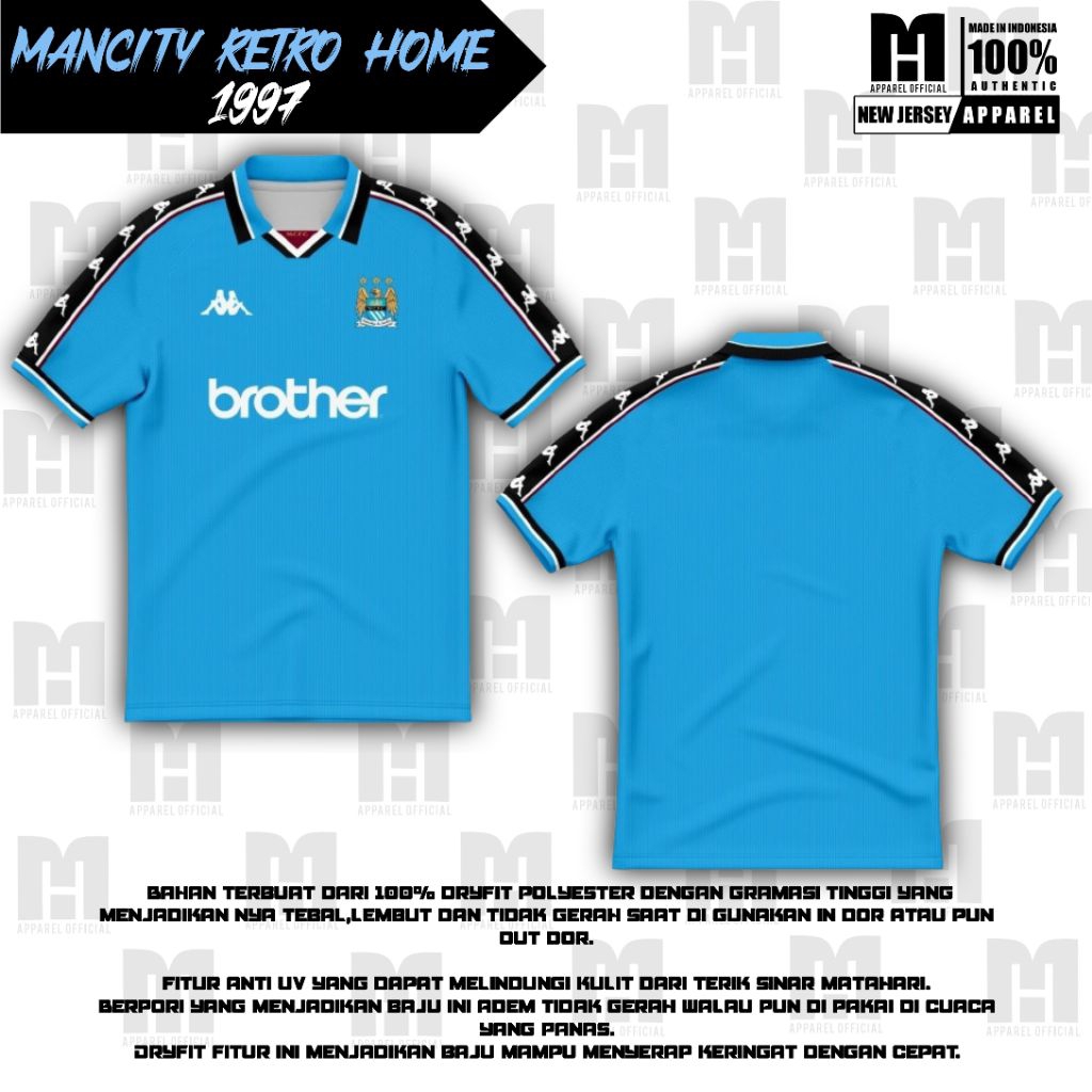 Jersey Retro Manchester city 1997 fullprinting bisa costume nama dan nomor suka suka gratis