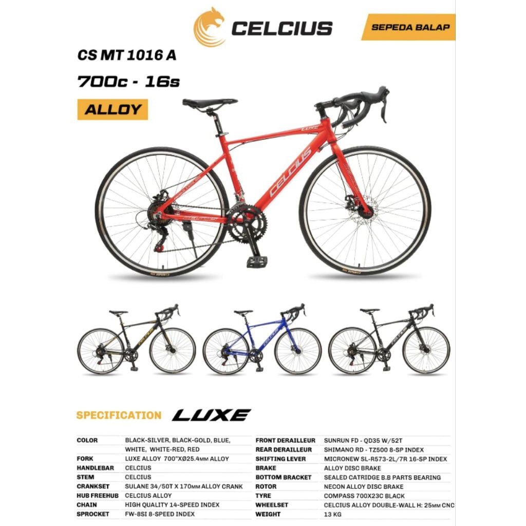 Sepeda Road Bike Balap Celcius Luxe Alloy Alumunium