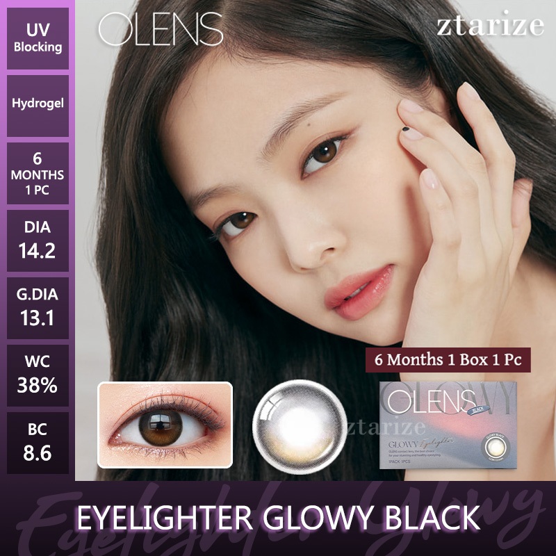 ztarize - Ready Stock - OLENS Eyelighter Glowy Black 6 Months Soft Contact Lens 1 Pc - OLENS x BLACK