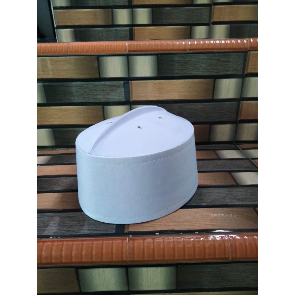 peci kopeah asagopa polos tingga standar(9cm)/peci haji putih/peci kaku