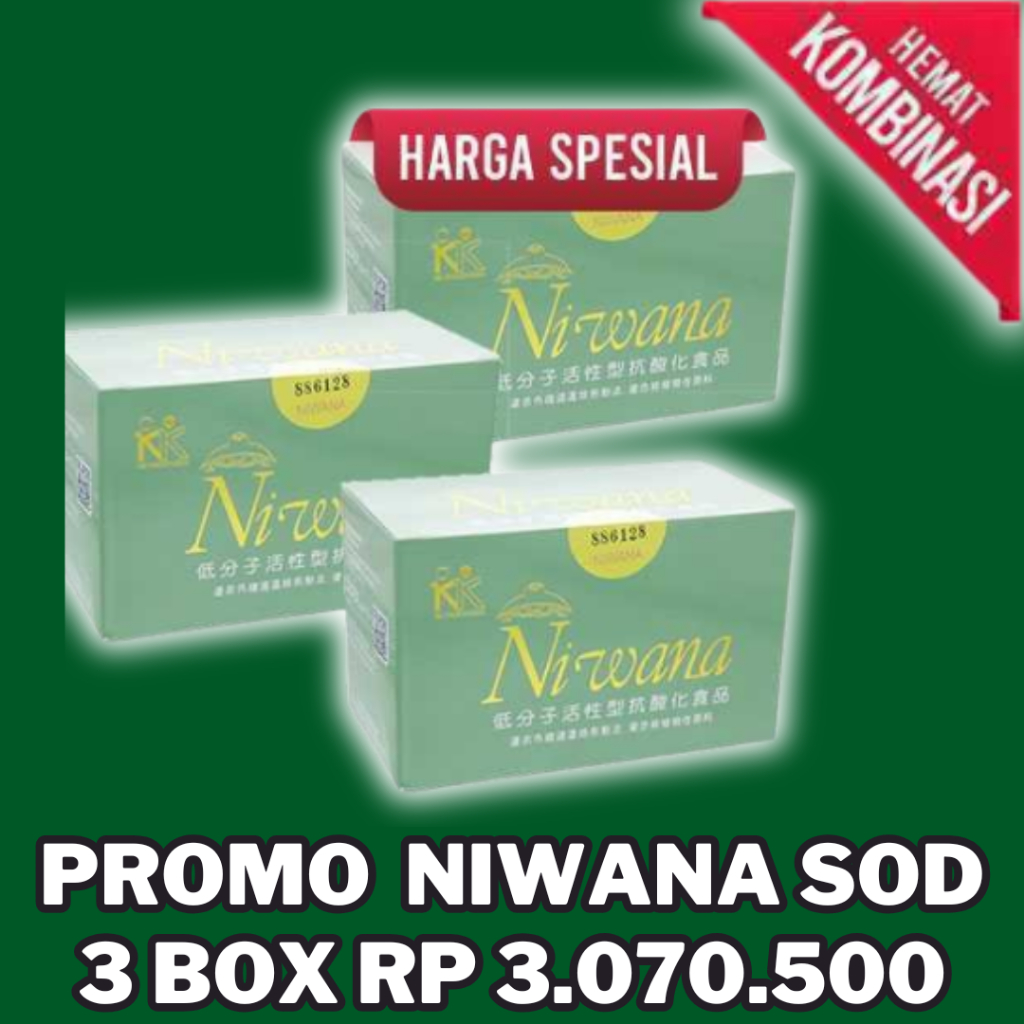 Paket Promo Niwana SOD Antioksidan Radikal Bebas SGF 150 tabs dan KK Kalung Liforce KK Indonesia