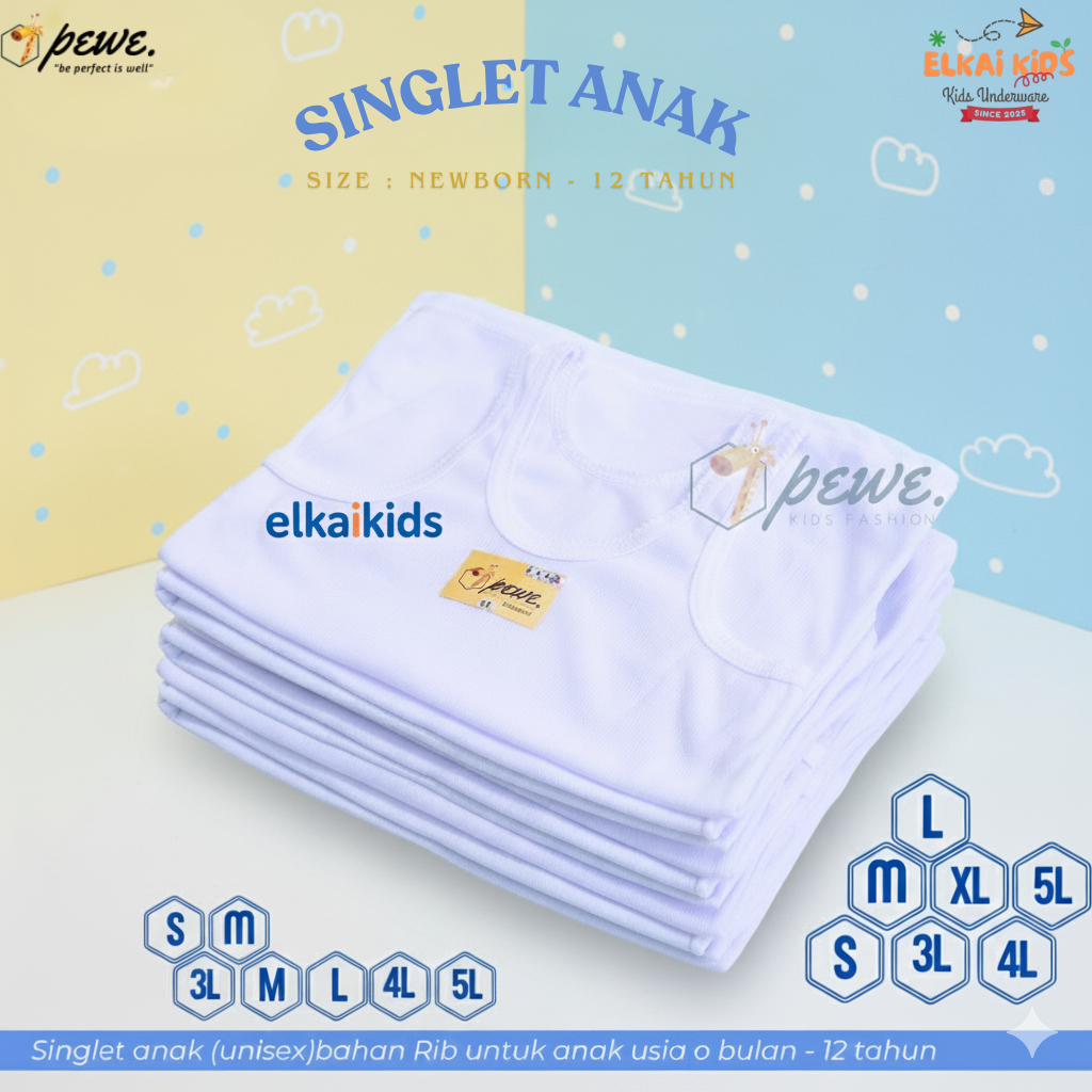 Grosir Singlet Anak Unisex Adem Lembut -Kaos Dalam Anak cewek & Cowok usia 0-12 tahun - Singlet Adem