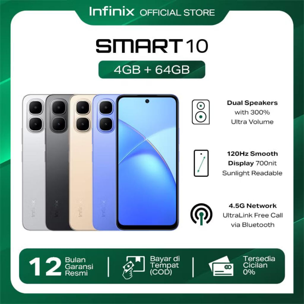 Hp Infinix Smart 10 Ram 4+4/64GB