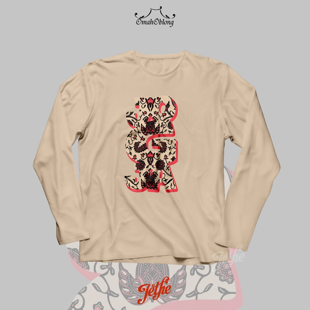 Orderan Khusu Chat Admin Kaos Anak Lengan Panjang Motif 'JOGJA BATIK' Warna Krem Laki-laki Perempuan
