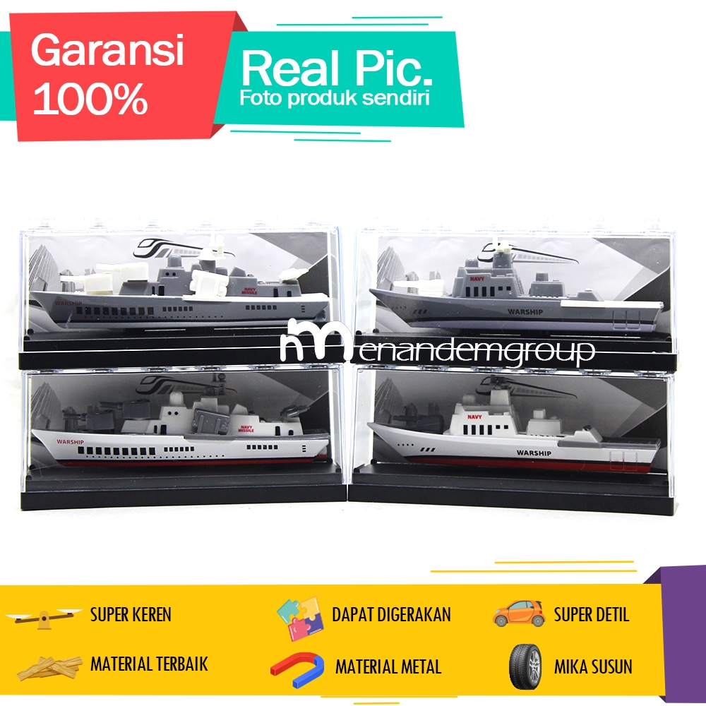 Diecast Miniatur Mainan Perahu Kapal Perang Battleship Navy Missile Metal Mika Susun
