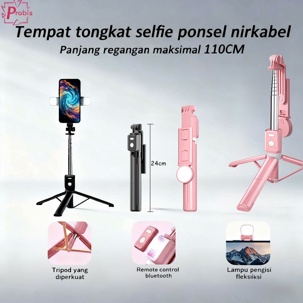 Probis B12 Tongsis Tripod Portable 110cm + Bluetooth Remote &  110CM Tongsis Tripod Ponsel  Selfie s
