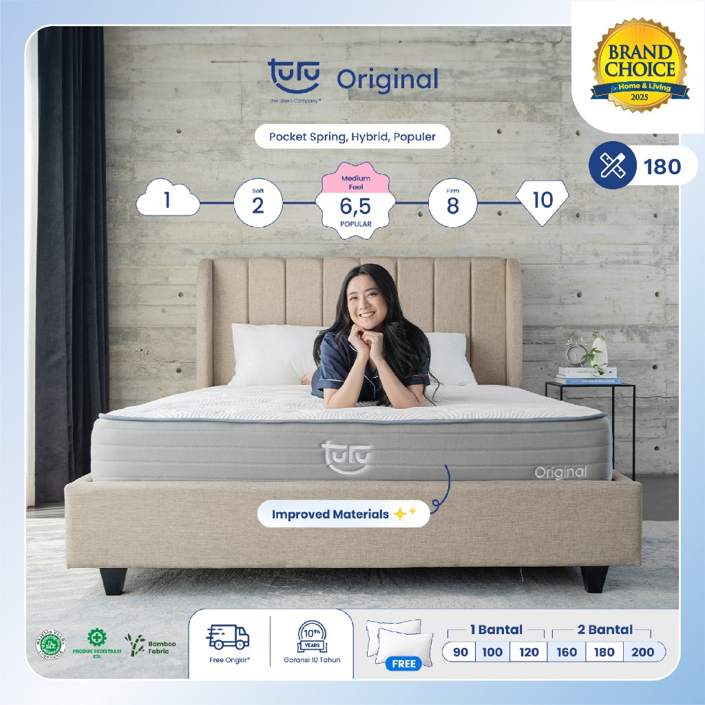 Turu - Kasur Pocket Spring Bed TURU ORIGINAL ukuran 180x200 (King Size) Free Bantal