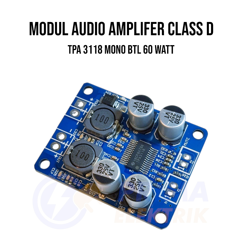 Kit Modul Audio Amplifer Class D TPA 3118 Mono 60 Watt