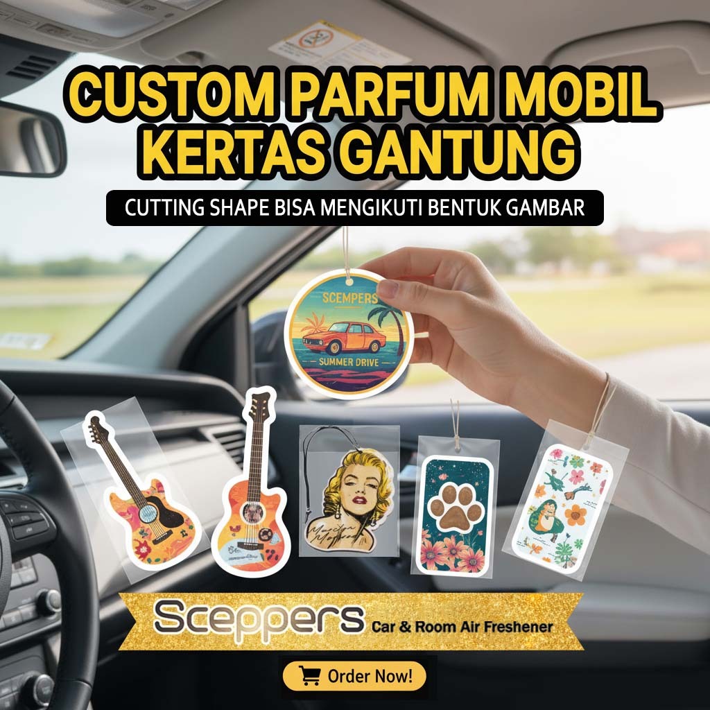 [ Minimal Order 12 Pcs ] Custom Parfum Mobil Pengharum Ruangan Pewangi Mobil Kertas Gantung - Cuttin