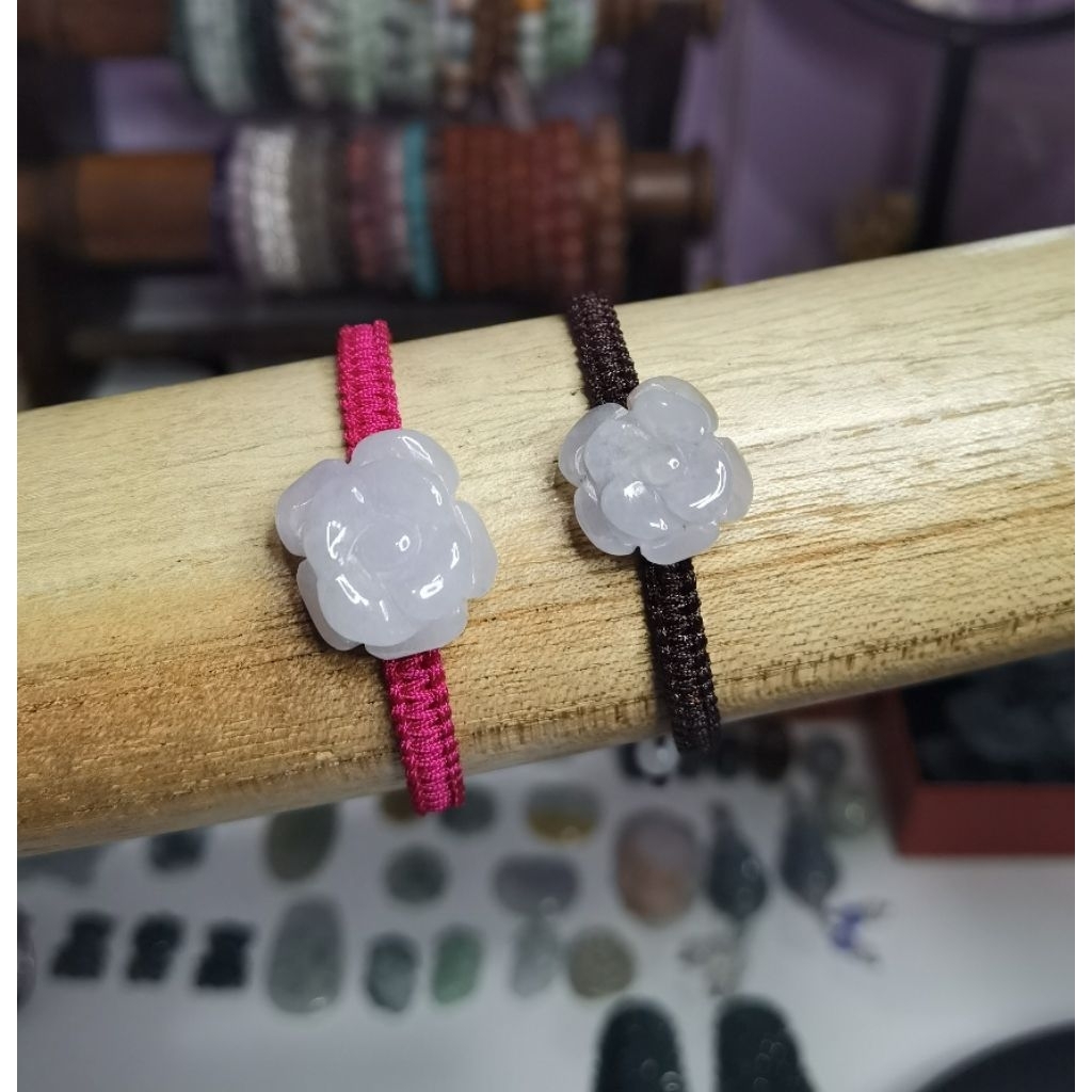 (Sertifikat) Icy White Flower Rose Spacer Giok Jadeite Jade Burma Type A