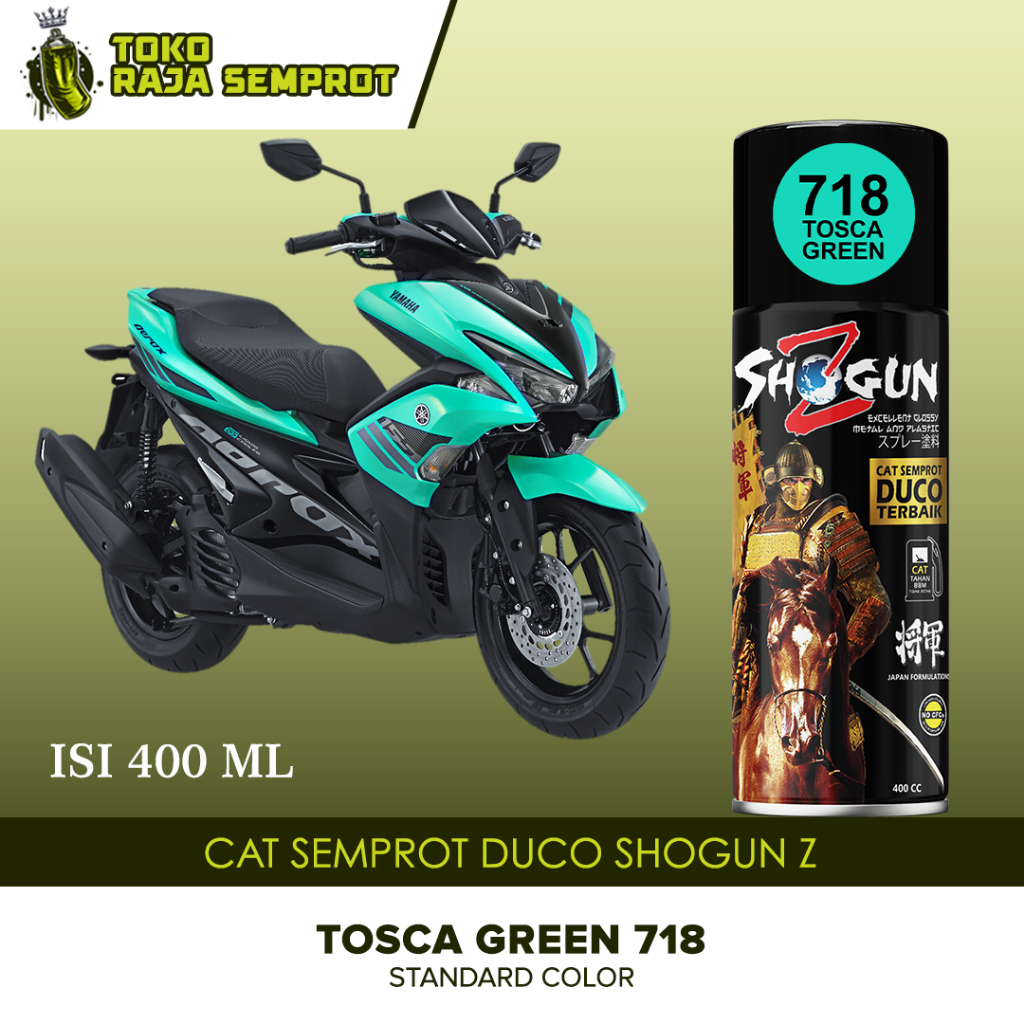 Cat Semprot Pilok Motor Cat Pilox Semprot Shogun Z Paint Duco Tosca Green Hijau Mint Premium 718