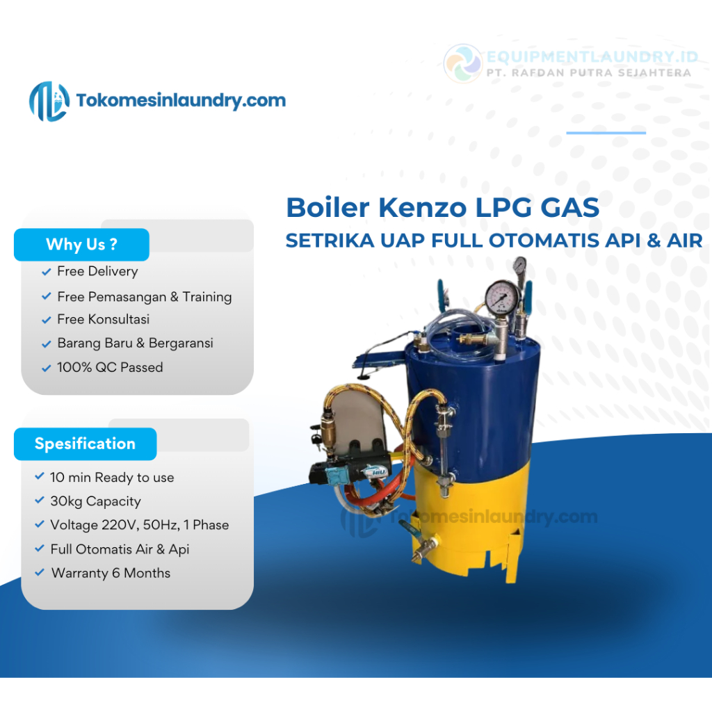 Boiler Kenzo 30 liter Setrika Uap Boiler Otomatis Kompor & Air
