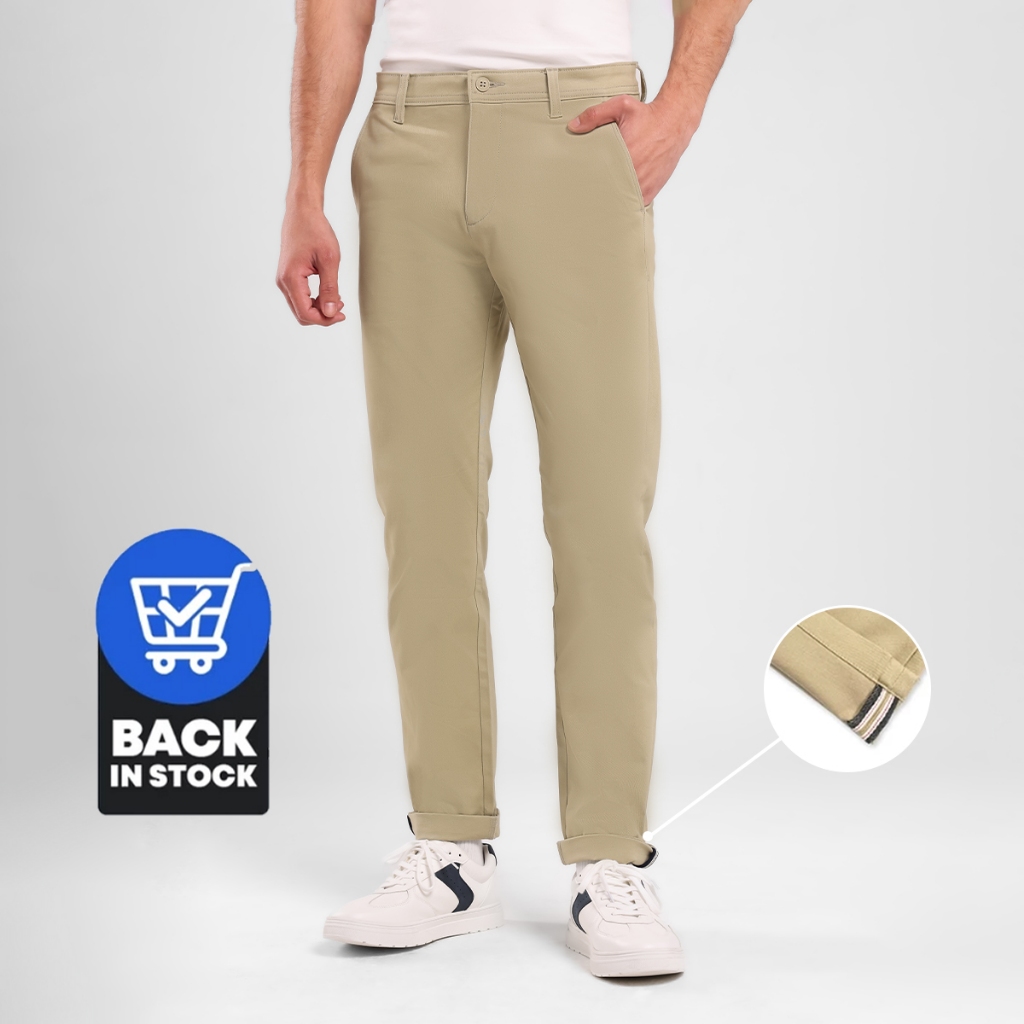 EDWIN JEANS - Celana Panjang Chinos Pria Slim Fit FERANDO KHAKY Celana Chino Pria Selvedge Accent