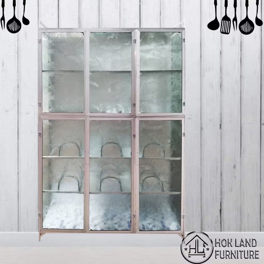 Rak Piring Lemari Piring 3 Pintu Full Kaca Full Box ALUMINIUM / Rak Piring Full Box pintu 3 / RC3