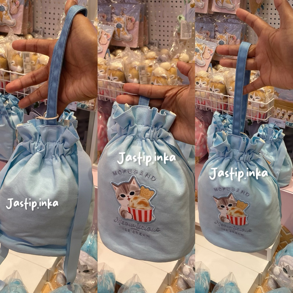 Miniso x Mofusand - Pouch serut biru mofusand