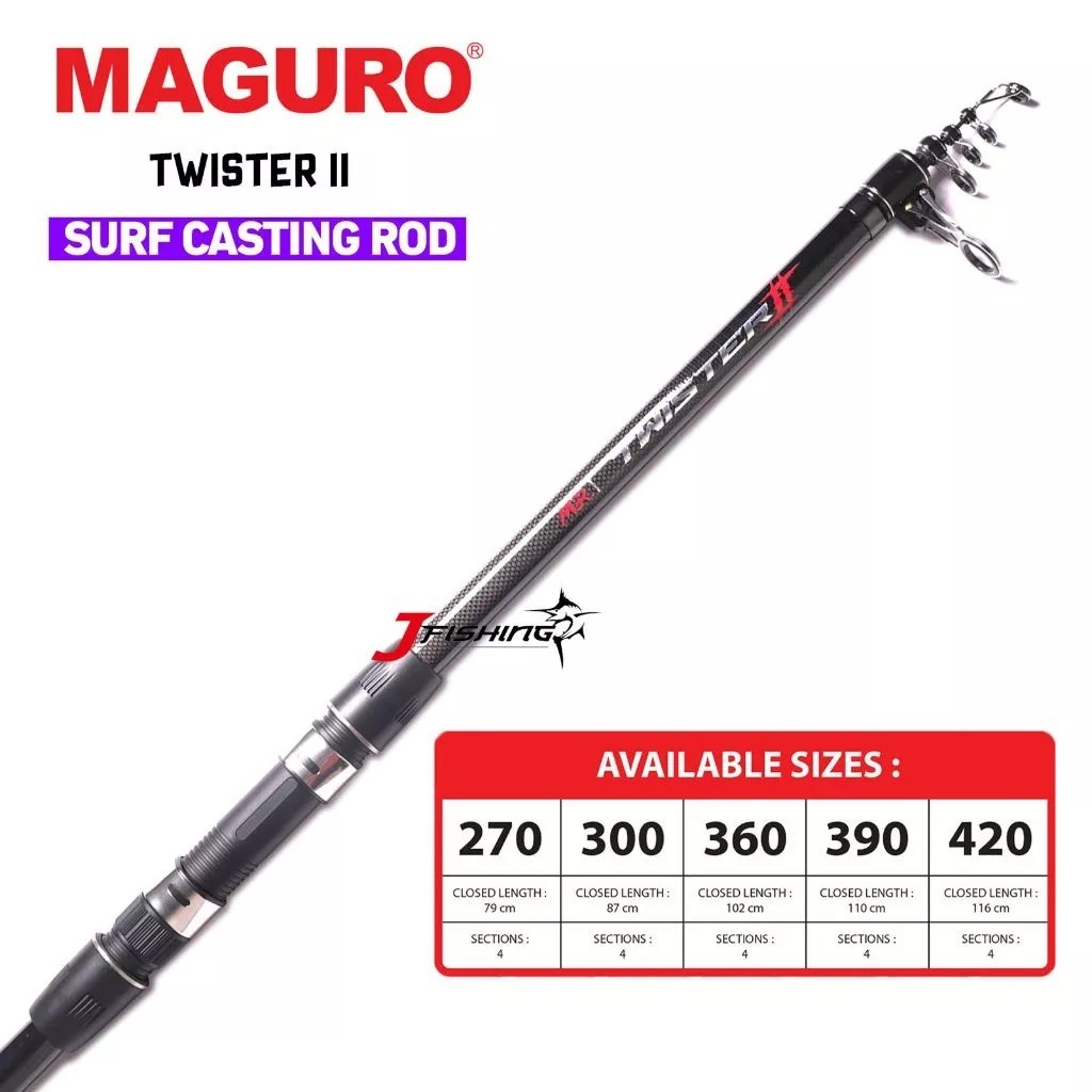 Joran MAGURO TWISTER II | 270 s/d 420 | Antena | Teleskopik | Surf Casting | Kolam Sungai Danau Laut