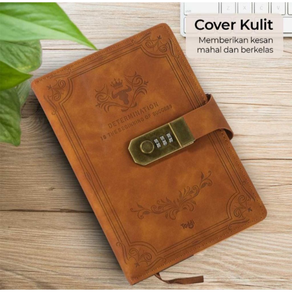 Buku Diary Harian Pin Password Kode Kunci Sandi Notebook Notes Book Kertas Kulit Catatan Agenda Kerj