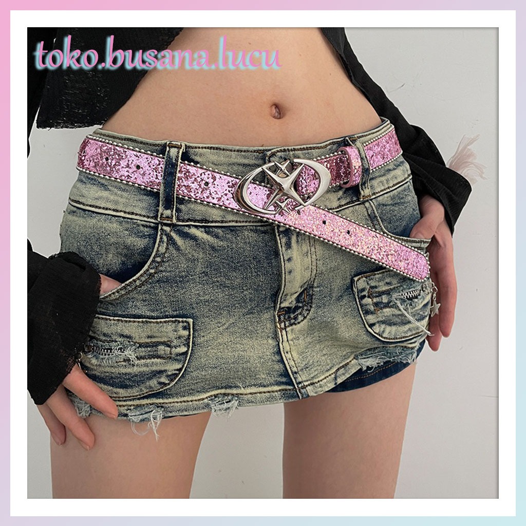ikat pinggang wanita belt Wanita payet ikat pinggang wanita fashion sabuk wanita punk fashion y2k ik