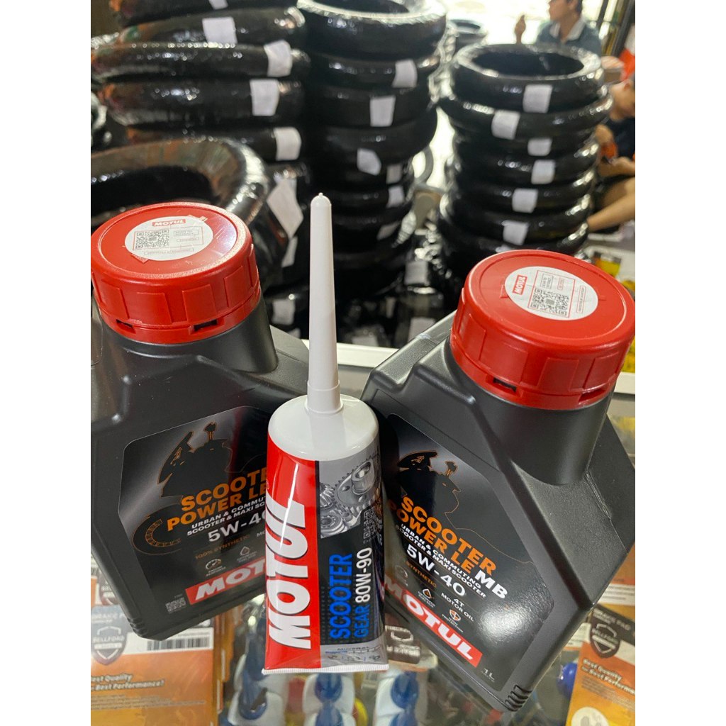 (Asli 100%) OLI MOTUL POWER SCOOTER MATIC LE 5W-40 1Liter SNI Dan Paket Oli GARDAN 120ml / MOTOR MAT