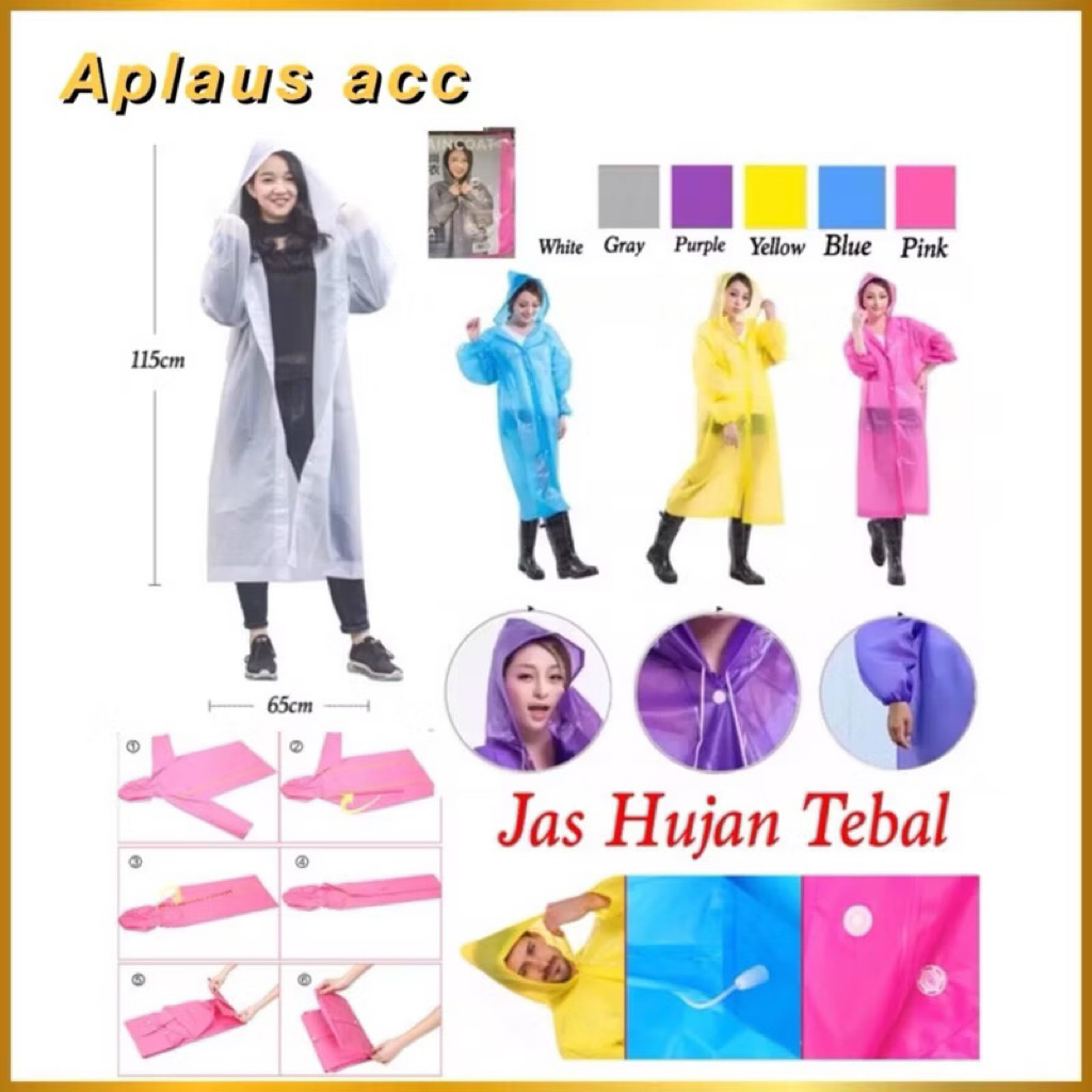 (GROSIRAN) Jas Hujan Tebal Model Poncho Waterproof Bahan EVA Jas Hujan Semi Transparan Anti Air