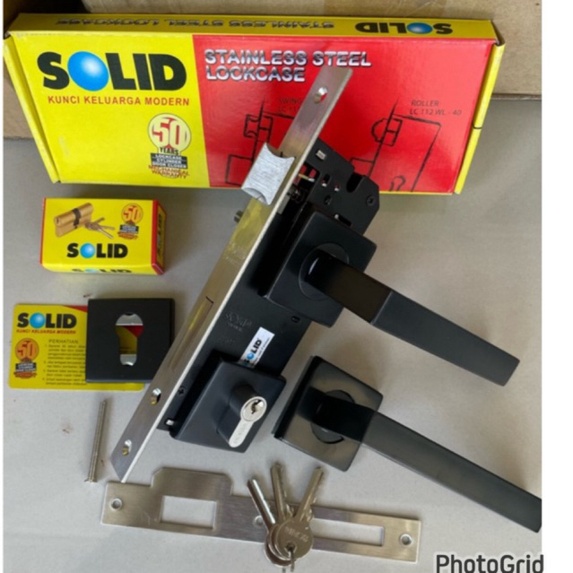KUNCI PINTU ROSES SOLIDBLACK LENGKAP 1 SET KUNCI PINTU HRE 61.41 BLACK 61.44 HITAM Kunci  pintu komp