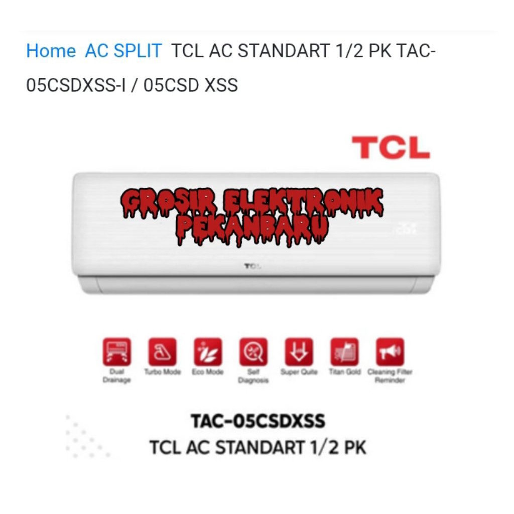 AC TCL 1/2 PK 5CSD LOW WATT 330 WATT GARANSI 10 TAHUN