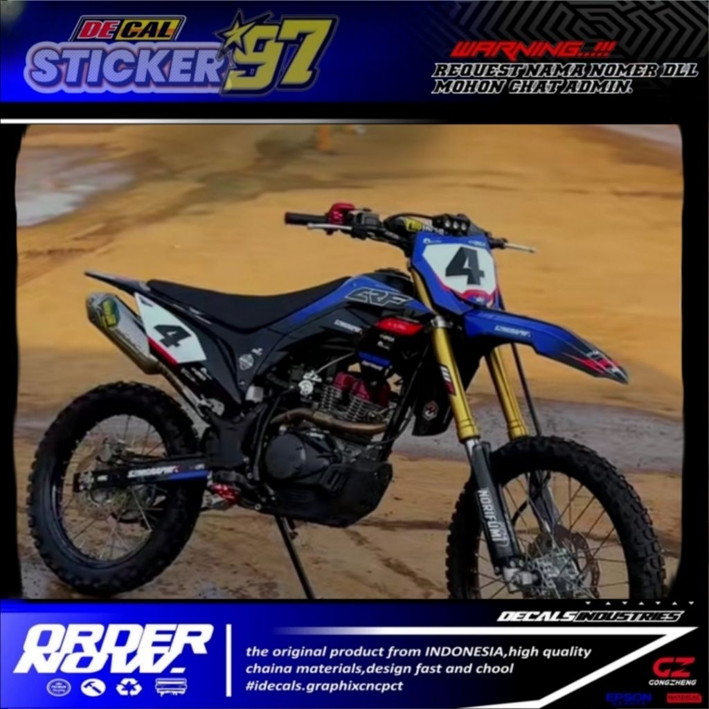 decal crf 150 l fullbody motif biru hitam simpel keren