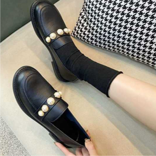 Sepatu Wanita Loafers Docmart Mutiara Premium || Sepatu Loafers Wanita Docmart Fashion 3cm Hak